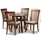 Baxton Studio Lida Modern and Contemporary Grey Fabric and Walnut Brown Finished Wood 5-Piece Dining Set 174-9879-10895-Zoro - alternate 2